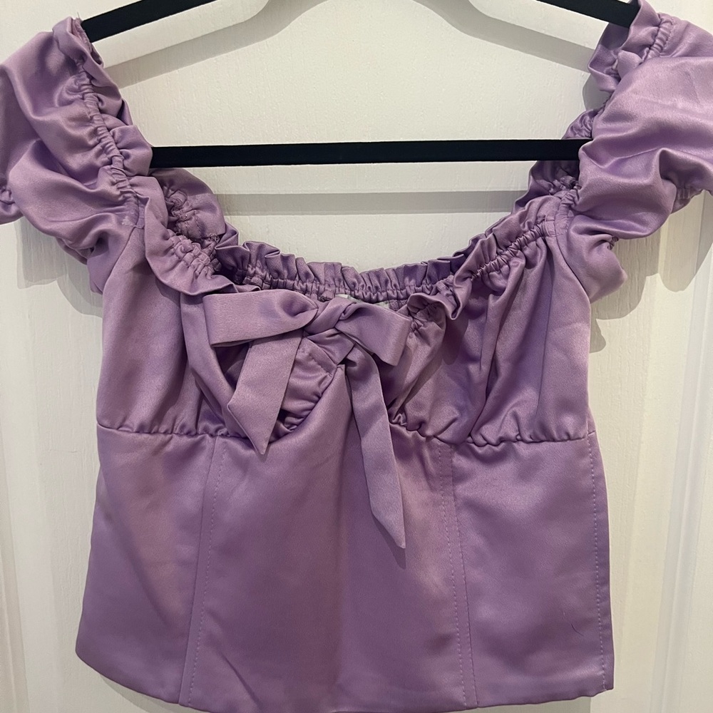 I AM GIA lilac satin corset style top